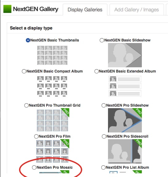 WP-NextGen Pro Mosaic
